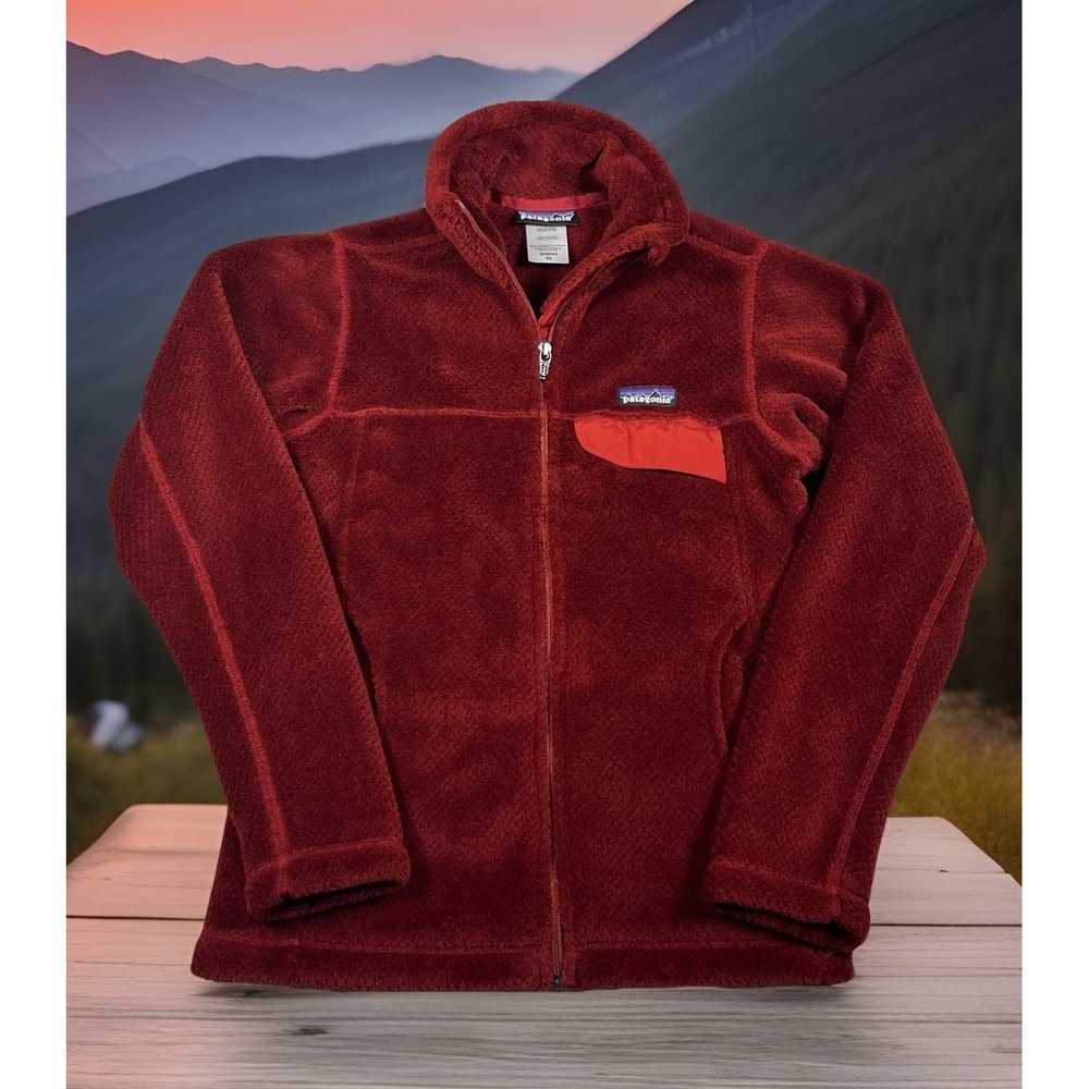 Patagonia Womens Re-Tool Full Zip Fleece Jacket Burgundy Red XS Teddy Gorpcore